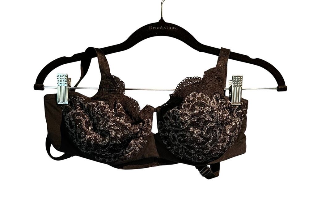 Soma Bra 38C Modal & Lace Full Coverage Unlined Black Gray Foundation Intimates